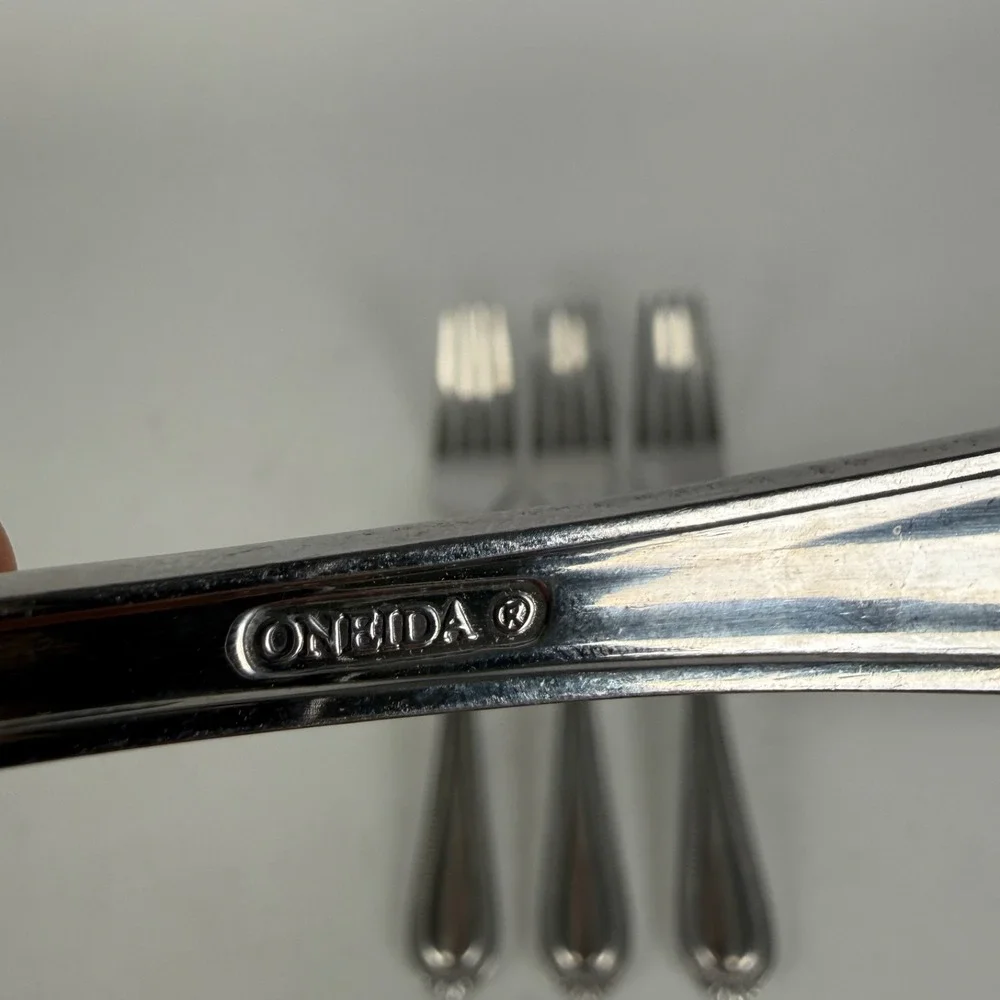 Oneida COUNTESS Stainless Dinner Fork Glossy Beaded Silverware Flatware Set 4